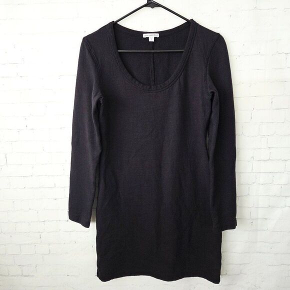 Standard James Perse Long Sleeve Black Dress Size 2 / Medium Sheath Ribbed - Picture 1 of 7